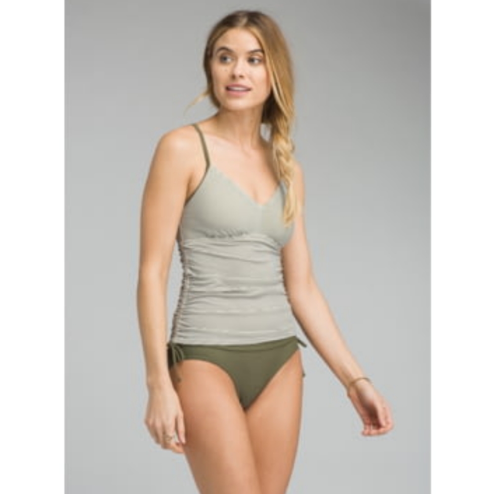 EUC prAna Moorea Tankini Top in Olive Stripes
